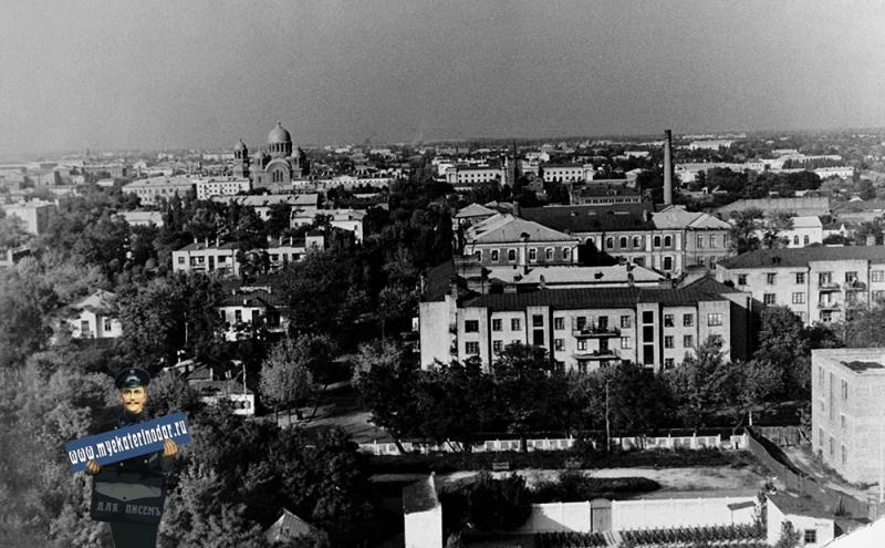 Краснодар. Вид на город из Горпака, с парашютной вышки, 1959 год